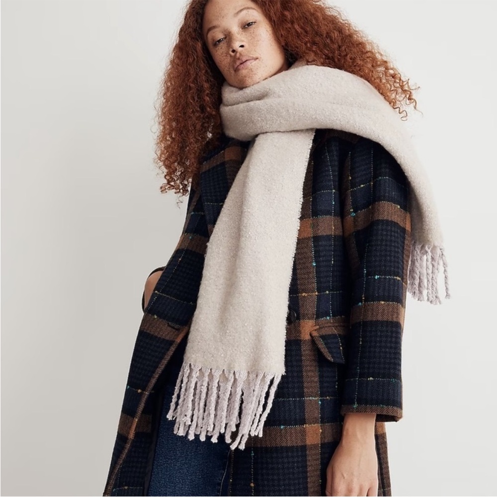 Madewell NWT (Re)sourced Oversized Scarf Soft Fringe Cream Alabaster